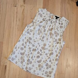 Ann Taylor Cream and Gray Patterned Blouse